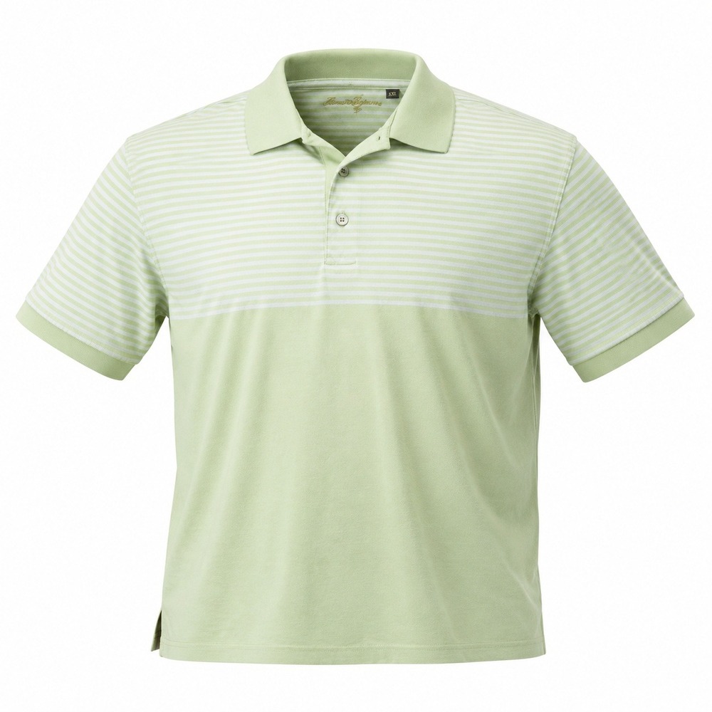 Ben Hogan Polo Shirt‎ Mens L Lime Green Striped Double Mercerized Cotton Golf